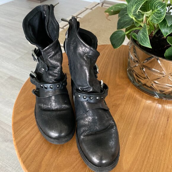 A.S.98 New Leather Boots, metallic black, in size 38 - Picture 3 of 10